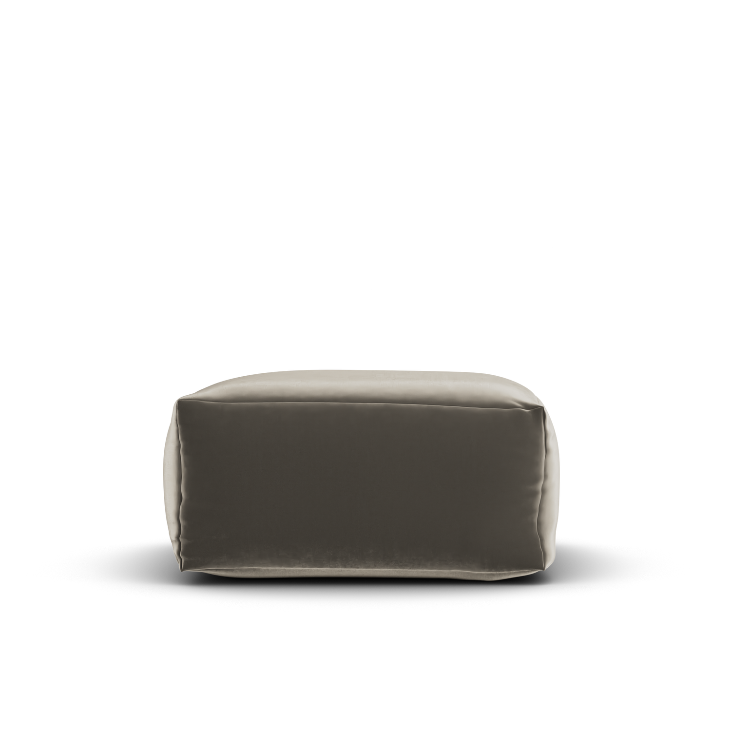 Zijaanzicht van de kakigroene Velvet Square Pouf van Laui Lounge met zithoogte 34 cm