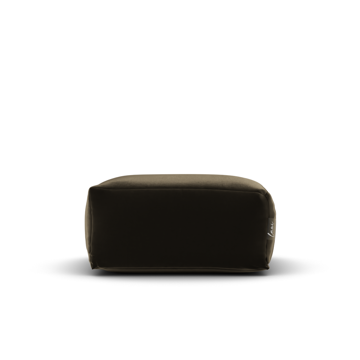 Vooraanzicht van de taupe Velvet Square Pouf van Laui Lounge voor in de woonkamer