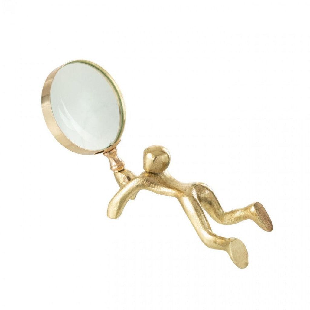 Vergrootglas Glas Person Aluminium/Glas Goud - Decoratie - J-Line - livinglovely.nl
