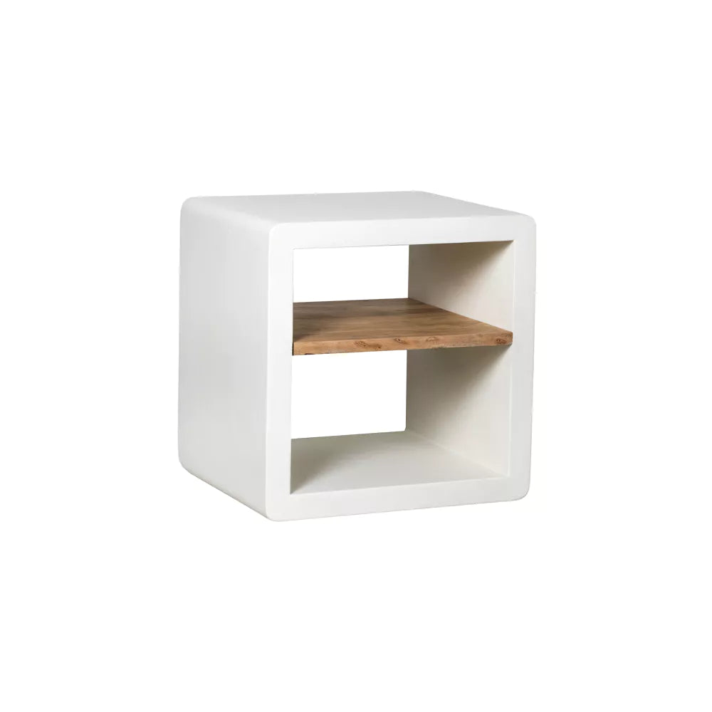 VERONA - rek 1 schap - kalkpleister / acacia hout - L 60 x W 50 x H 60 cm - gebroken wit Pomax - Verona Rek - Pomax - livinglovely.nl