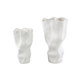 Violettee White Ceramic Wavy Vase Dot Pattern L 	26x20x46cm PTMD - Vaas - PTMD - livinglovely.nl