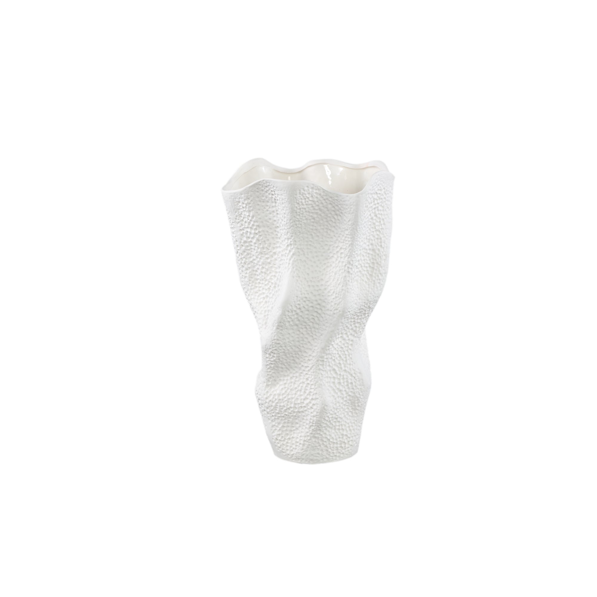 Violettee White Ceramic Wavy Vase Dot Pattern S 22x17x38cm PTMD - Vaas - PTMD - livinglovely.nl