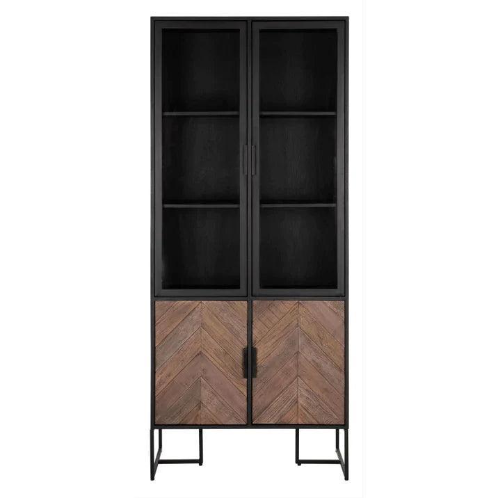 Vitrinekast Criss Cross van DTP Home met glazen en houten deuren