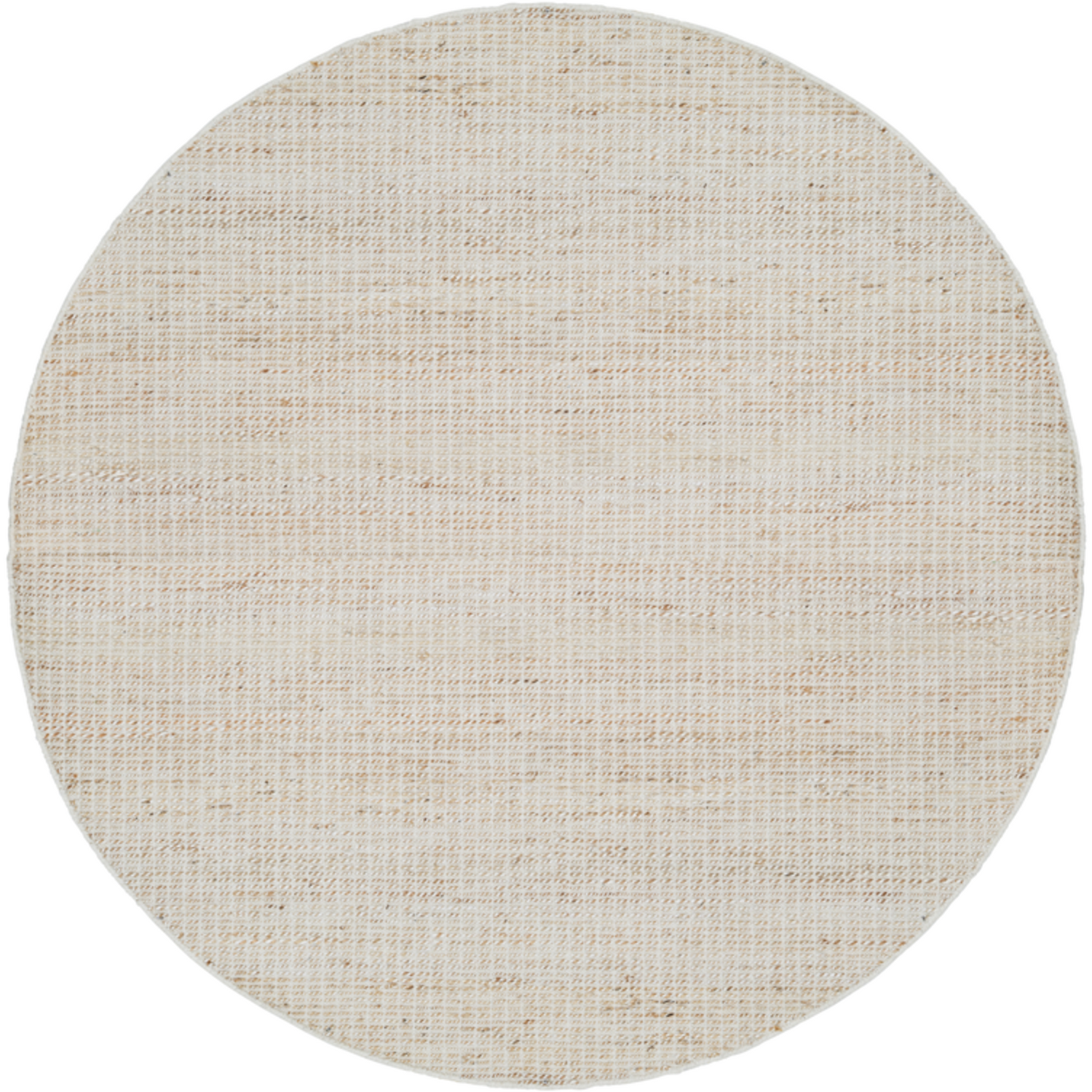 Vloerkleed Hero Jute Wol Ivoor Naturel Rond 150cm van MUST Living, volledig in beeld op een neutrale achtergrond