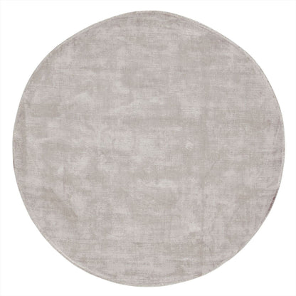 Rond vloerkleed La Belle van MUST Living in lichtgrijze viscose met een doorsnede van 200 cm