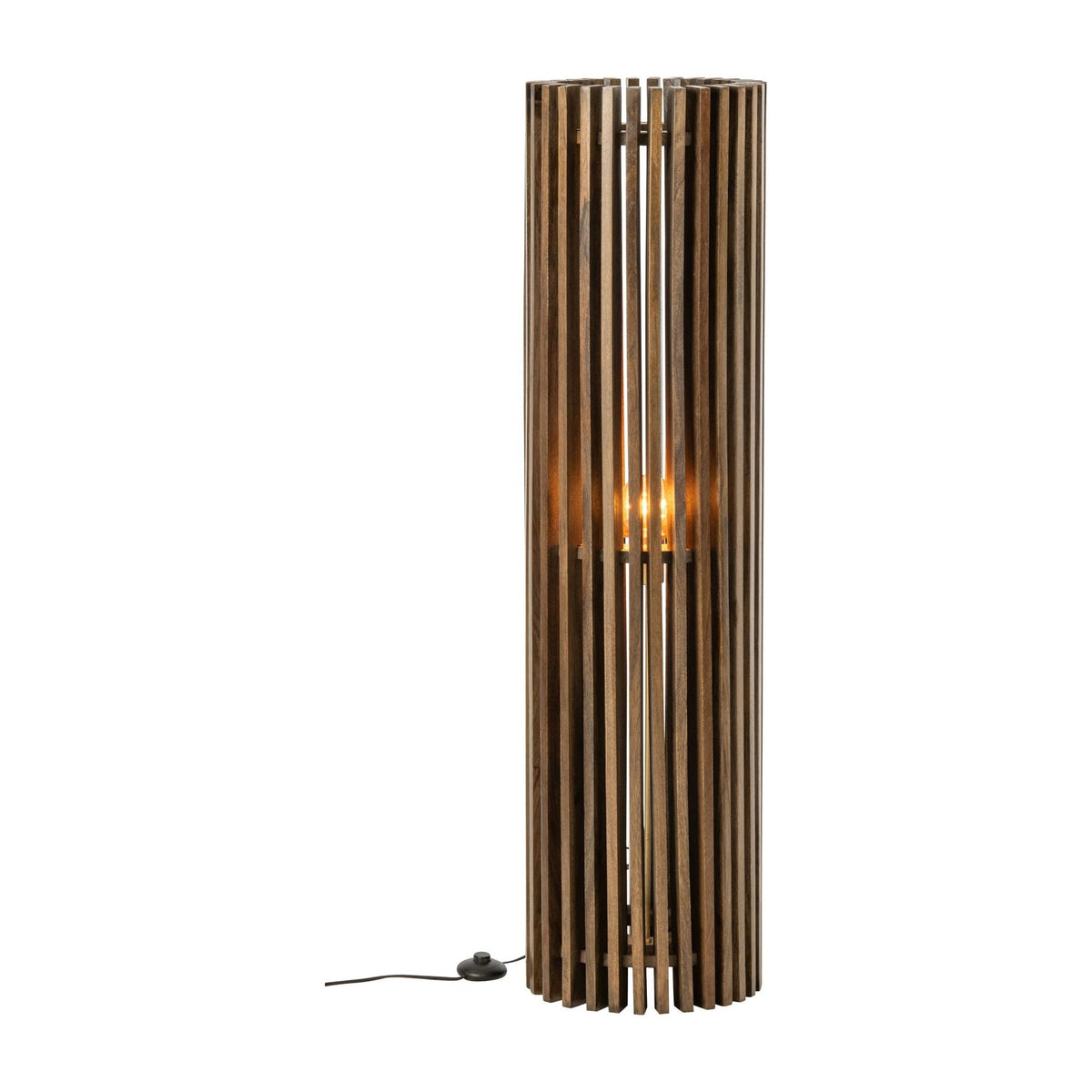 Vloerlamp Geribbeld Mangohout Donkerbruin J-Line