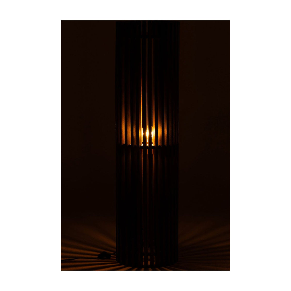 Vloerlamp Geribbeld Mangohout Donkerbruin J-Line