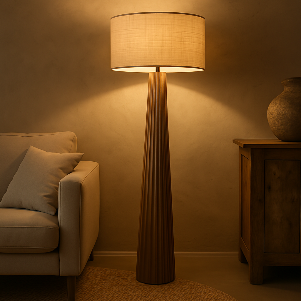 Vloerlamp Paraplu Ailanthus Hout Naturel 48x48x157cm - Vloerlamp - J-Line - livinglovely.nl