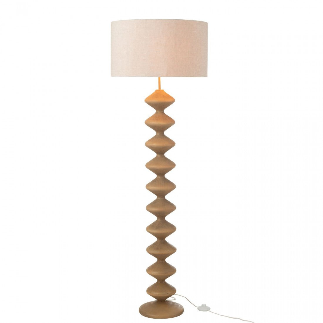 Vloerlamp Rups Populierenhout Naturel/Grijs 48x48x156cm - Vloerlamp - J-Line - livinglovely.nl