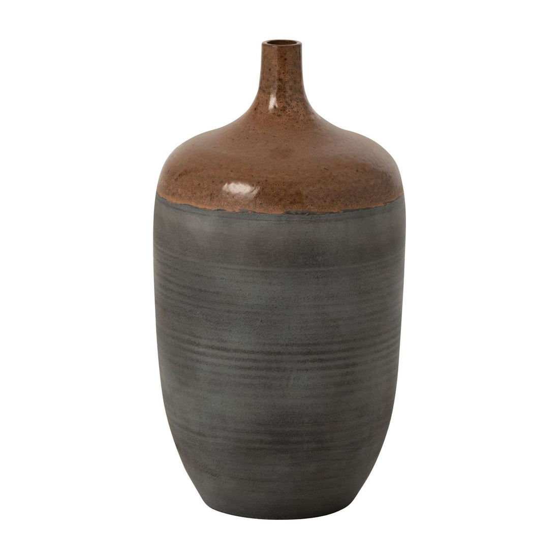 Bodenvase Flasche Keramik Karamell/Graublau Small J-Line