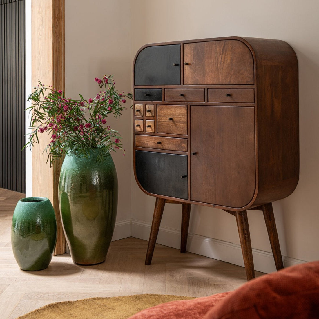 Bodenvase Keramik Dunkelgrün/Türkis Medium J-Line