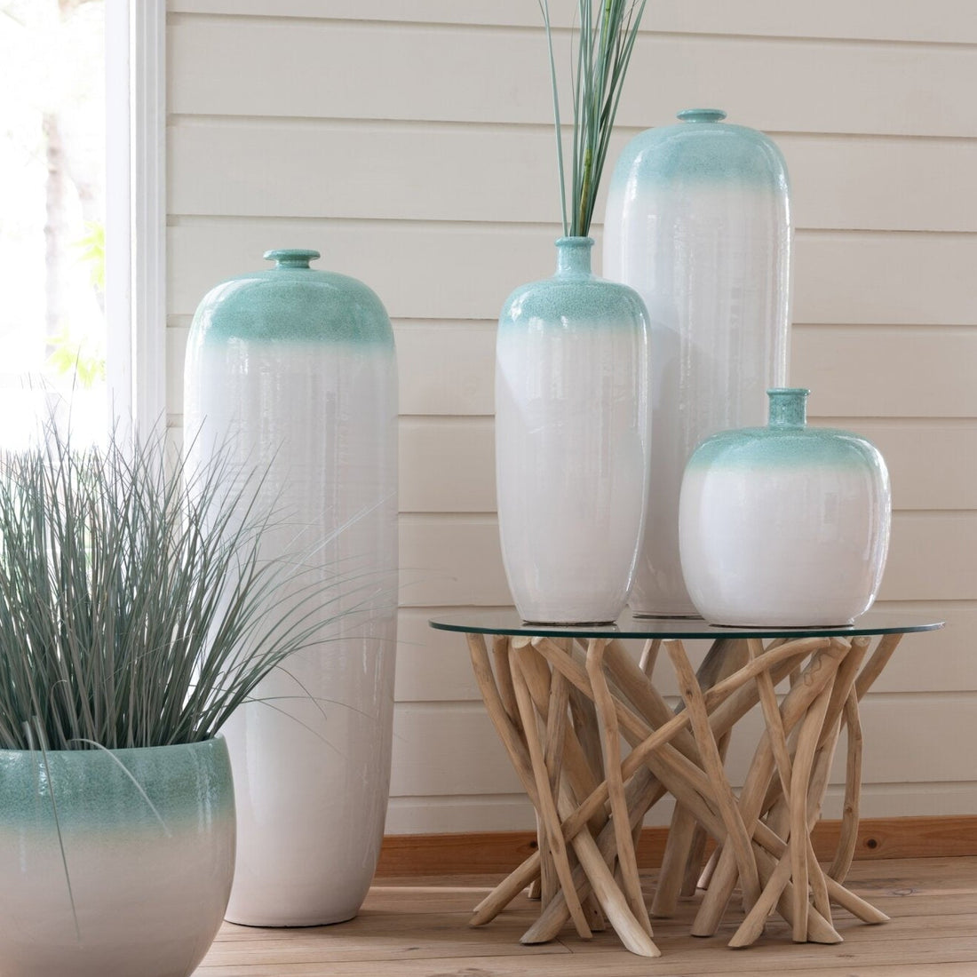 Bodenvase Keramik Mintgrün/Weiß Small J-Line