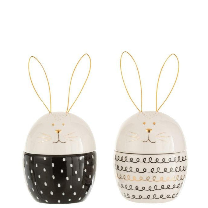 Voorraadpot Konijn Ker Set van 2 - Paas - J-Line - livinglovely.nl