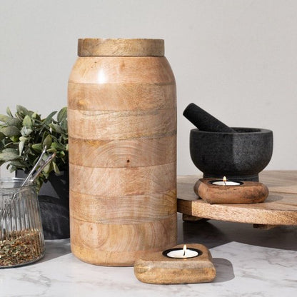 Voorraadpot met deksel Mango hout 30cm Mars&amp;More - Keukenaccessoire - Mars &amp; More - livinglovely.nl