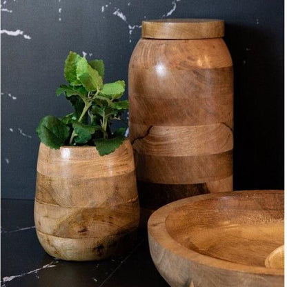 Voorraadpot met deksel Mango hout 30cm Mars&amp;More - Keukenaccessoire - Mars &amp; More - livinglovely.nl