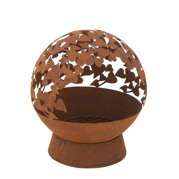 Vuurkorf Rond Harten Ijzer Roest - Buitenhaard - J-Line - livinglovely.nl