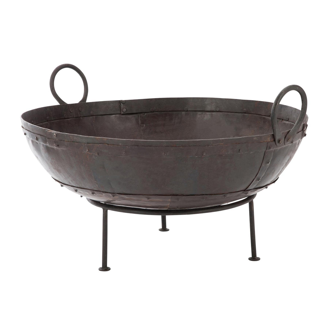 Vuurschaal Rond Ijzer Bruin - Buitenhaard - J-Line - livinglovely.nl
