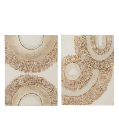 Wanddekoration Ibiza Leinwand/Farbe Creme/Weiß 2er-Set - Gemälde - J-Line - livinglovely.de