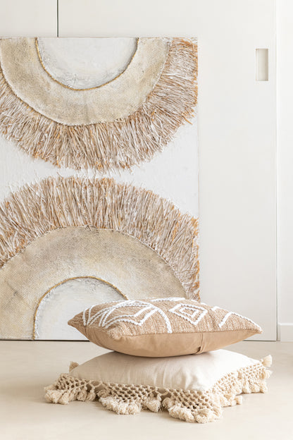 Wanddekoration Ibiza Leinwand/Farbe Creme/Weiß 2er-Set - Gemälde - J-Line - livinglovely.de
