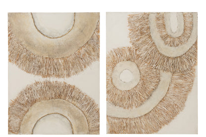 Wanddekoration Ibiza Leinwand/Farbe Creme/Weiß 2er-Set - Gemälde - J-Line - livinglovely.de