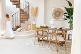Wanddecoratie Ibiza Circle Canvas/Paint Cream/White Large - Schilderij - J-Line - livinglovely.nl