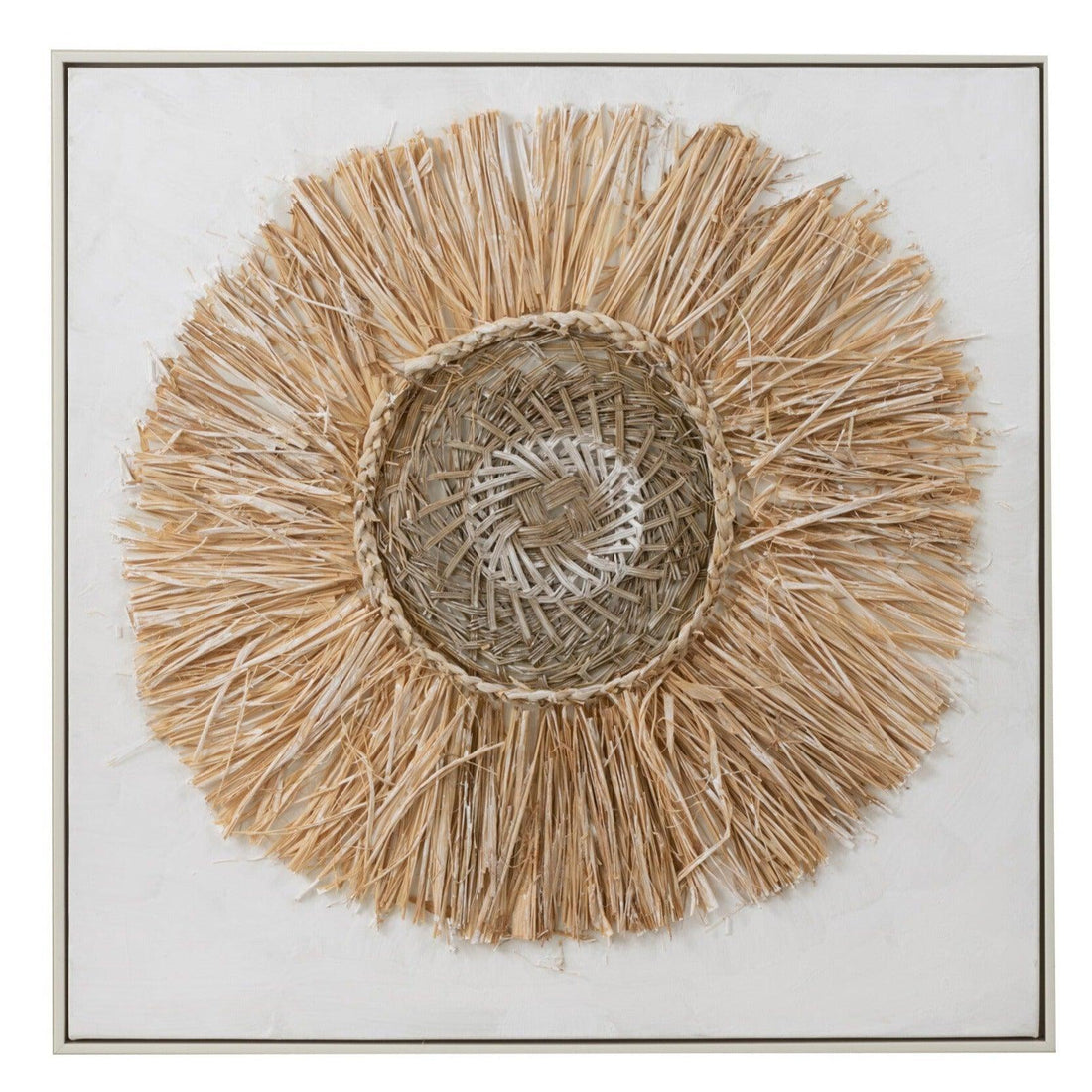 Wanddecoratie Ibiza Cirkel Canvas/Verf Creme/Wit Small - Schilderij - J-Line - livinglovely.nl