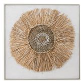 Wanddecoratie Ibiza Cirkel Canvas/Verf Creme/Wit Small - Schilderij - J-Line - livinglovely.nl