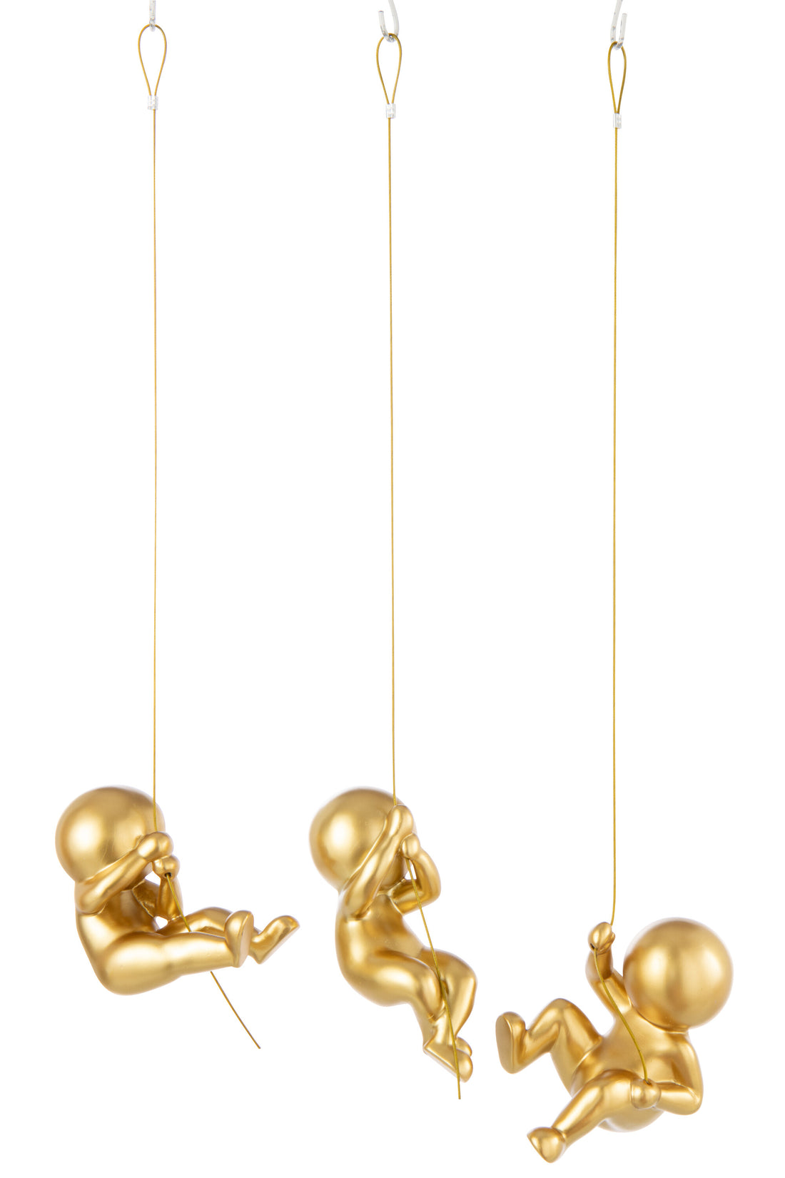 Wanddecoratie Marcel Goudkleurig Set van 3 - Wanddecoratie - J-Line - livinglovely.nl