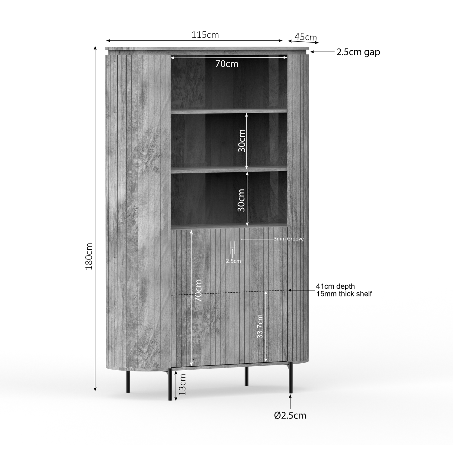 Achterzijde van de Wandkast Solana van Starfurn met afgewerkte rugpanelen