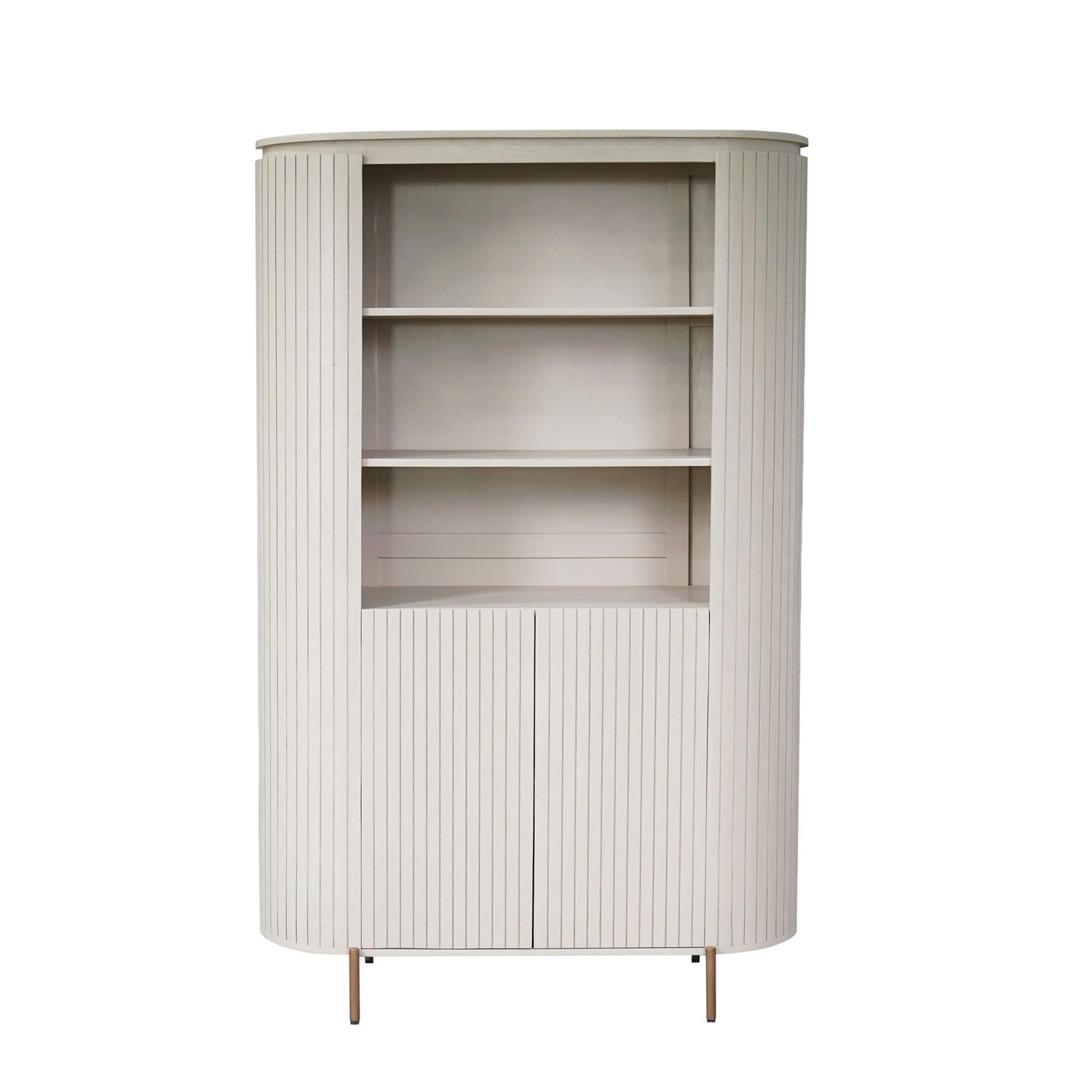 Hoge wandkast Solana van Starfurn in zandkleurig mangohout van 180 cm hoog
