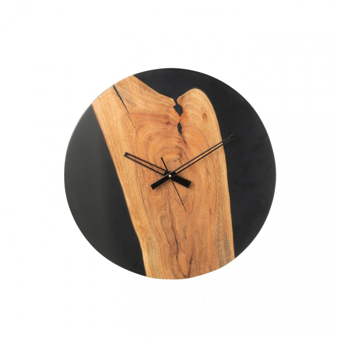 Wandklok Modern Acacia Hout/Epoxyhars Naturel/Zwart - Decoratie - J-Line - livinglovely.nl