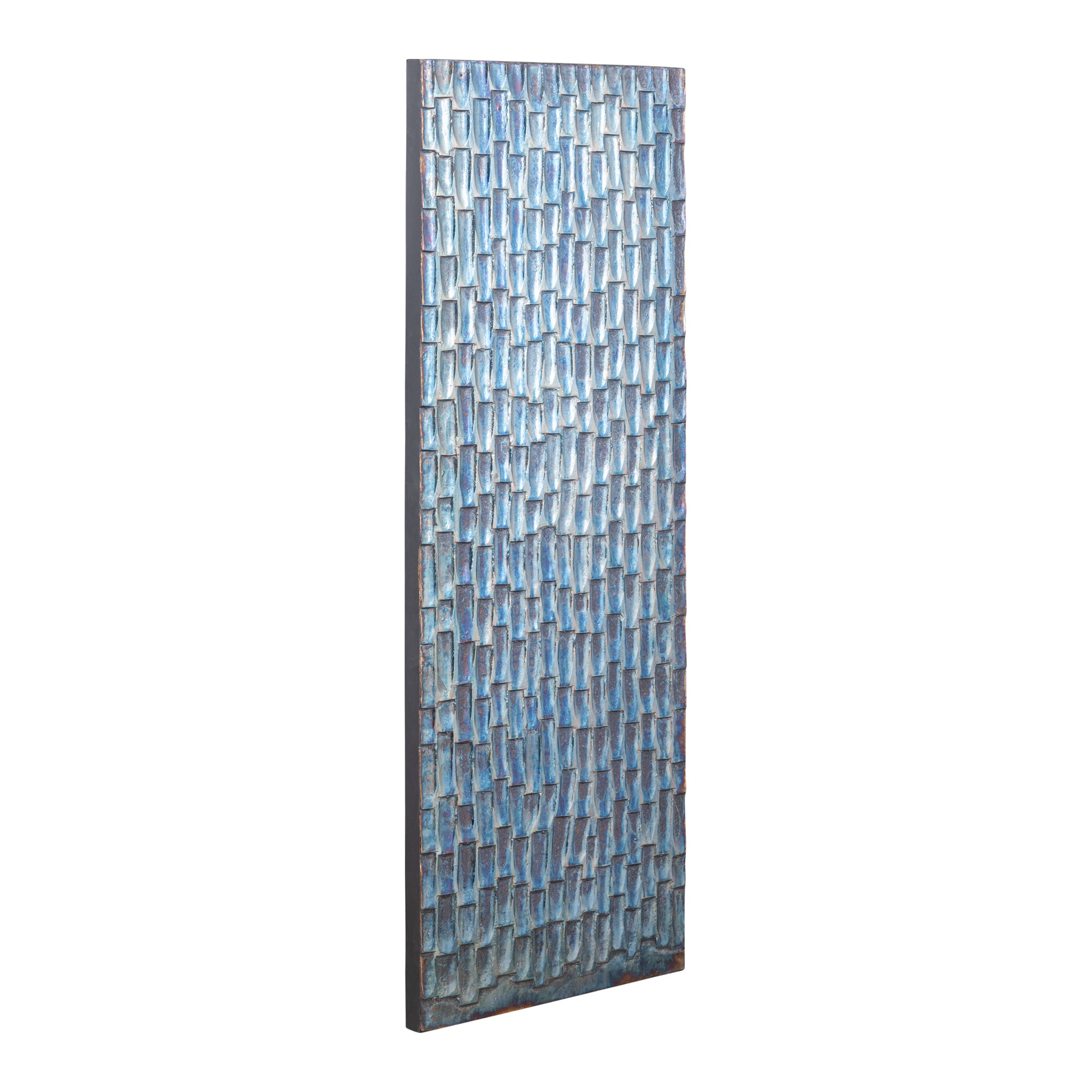 Wandpaneel Chadwick van PTMD, tweede aanzicht van MDF hout in gunmetal op witte achtergrond