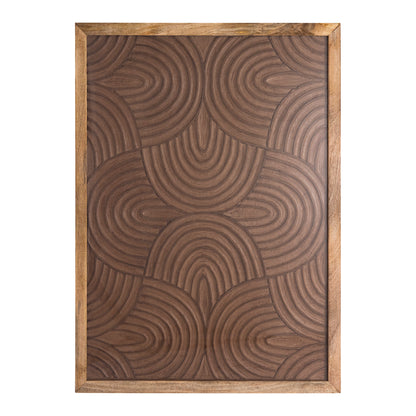 Wandpaneel Elasah Swirl van PTMD, bruin MDF hout met swirlpatroon, volledig in beeld op witte achtergrond