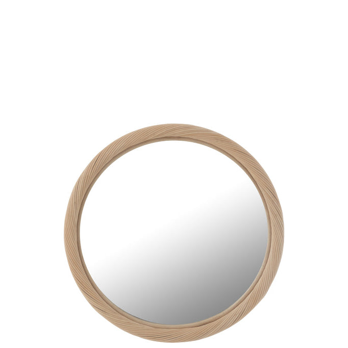 Wandspiegel Rond Rotan/Glas Naturel Small Ø 50 cm - Spiegel - J-Line - livinglovely.nl