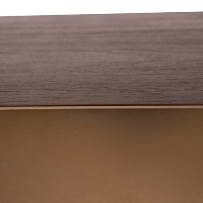 Warren Coffee Table 90x90x31 brown wood gold metal PTMD - Salontafel - PTMD - livinglovely.nl