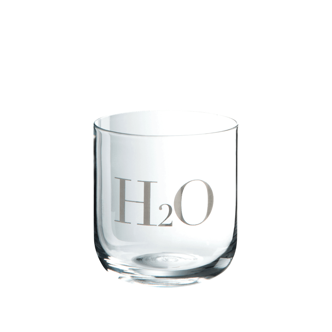 Water Glas H2o Transparant/Zilver - Glas - J-Line - livinglovely.nl