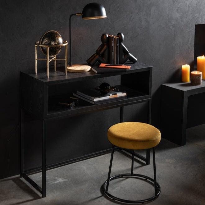 Wereldbol op voet goud/zwart small - Beeld - J-Line - livinglovely.nl