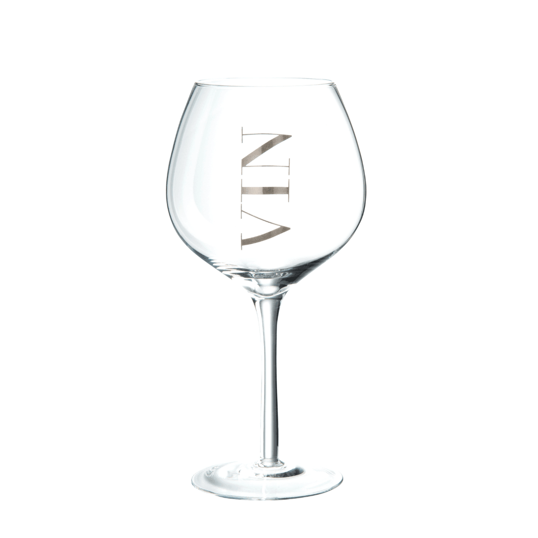 Wijnglas Rode Wijn Transparant/Zilver - Wijn glas - J-Line - livinglovely.nl