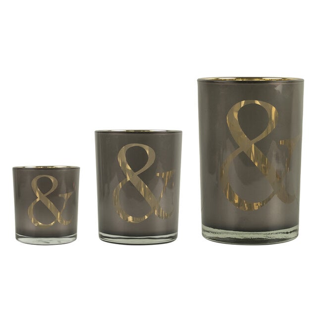 Windlicht &amp; Taupe 12cm - Windlicht - Mars &amp; More - livinglovely.nl