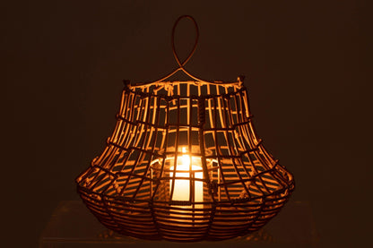 Windlicht Hangend Hoog Rattan Naturel - Buiten-divers - J-Line - livinglovely.nl