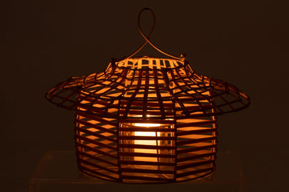 Windlicht Hangend Laag Rattan Naturel - Buiten-divers - J-Line - livinglovely.nl