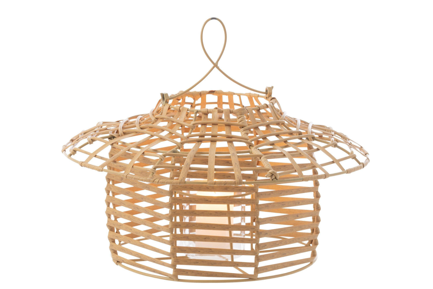 Windlicht Hangend Laag Rattan Naturel - Buiten-divers - J-Line - livinglovely.nl