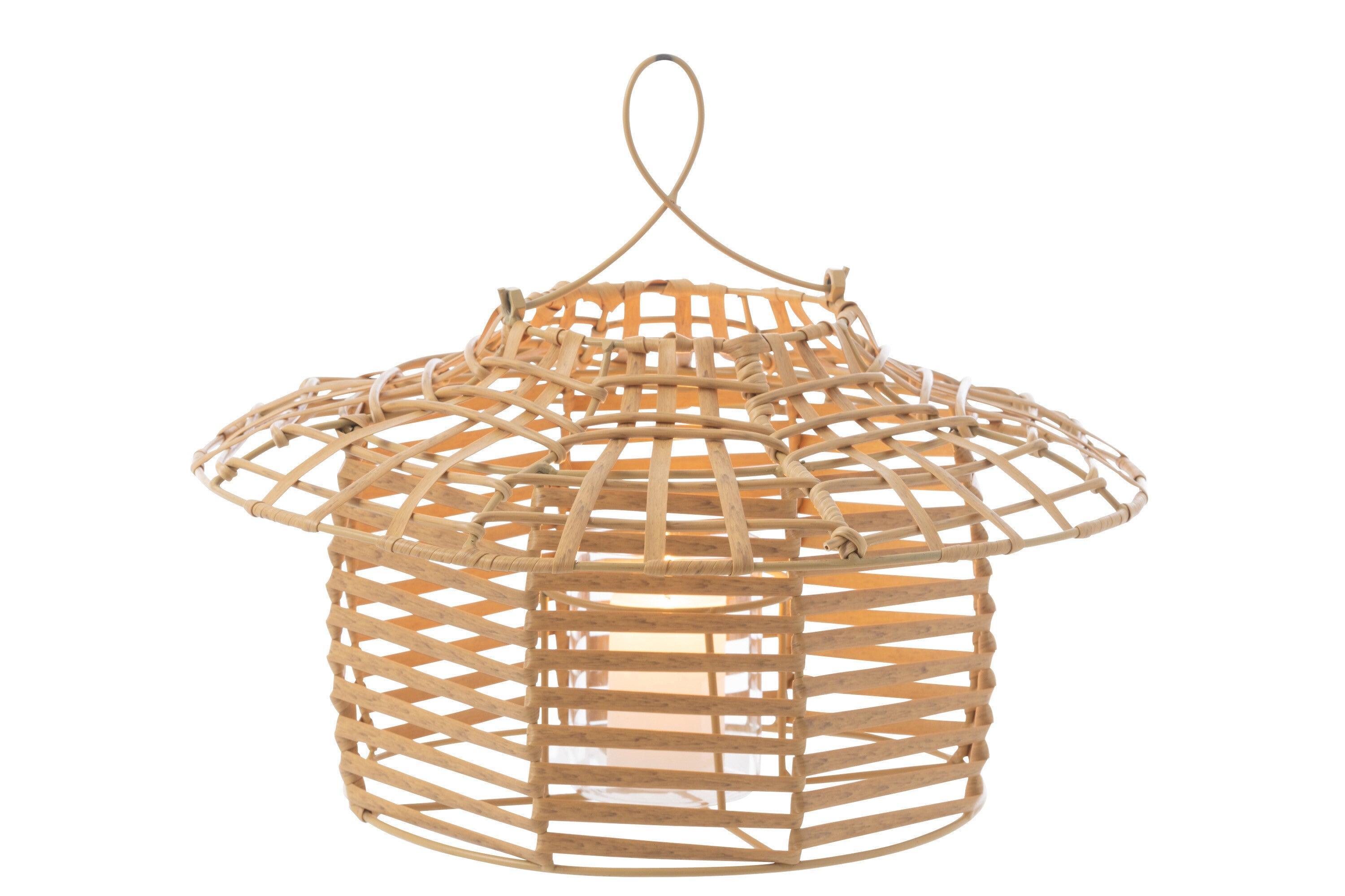 Windlicht Hangend Laag Rattan Naturel - Buiten-divers - J-Line - livinglovely.nl