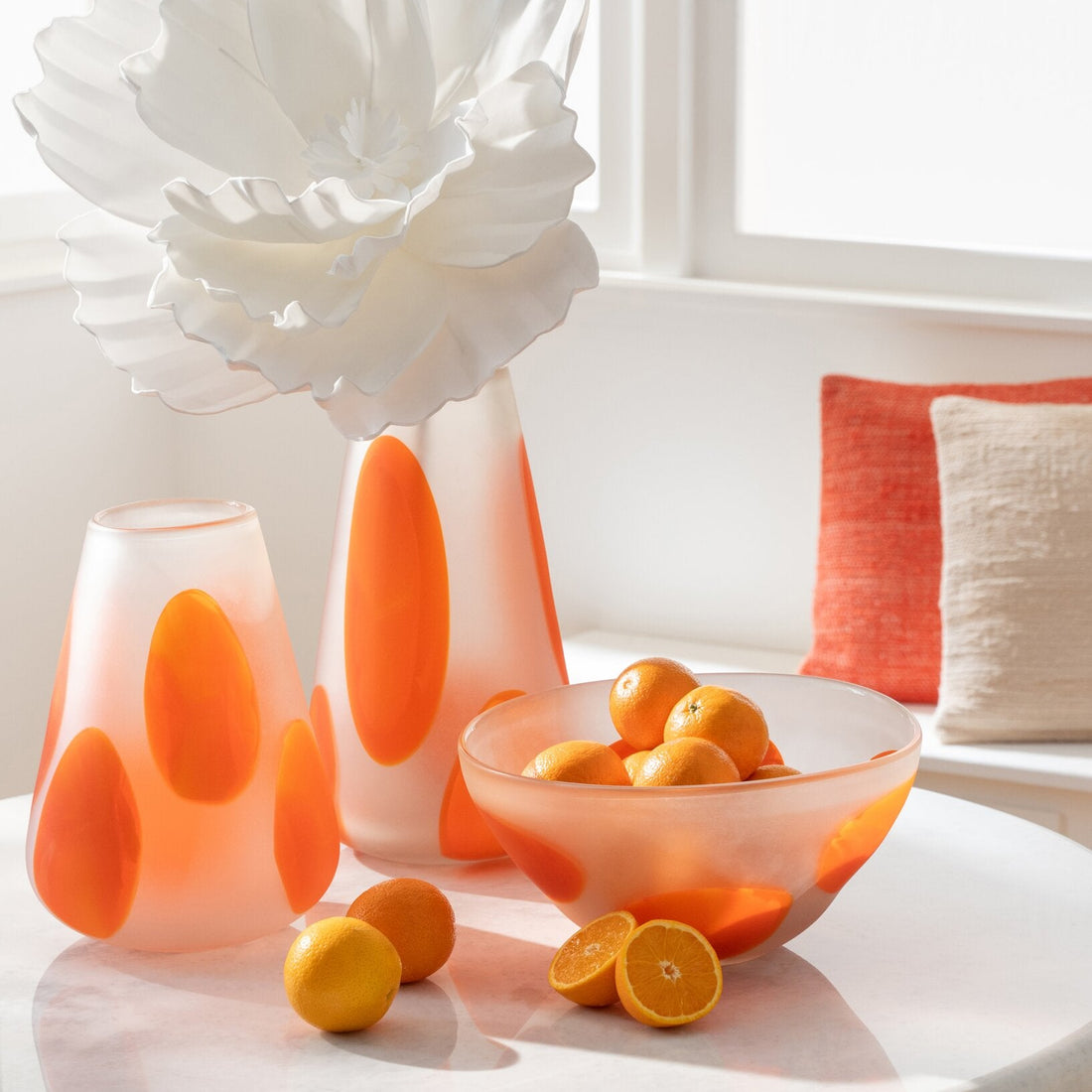 Windlicht Gepunktetes Glas Dunkelorange/Transparent Klein J-Line