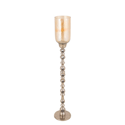 Windlicht Tracy Champagne van PTMD, champagnekleurig aluminium met glas, volledig in beeld op wit