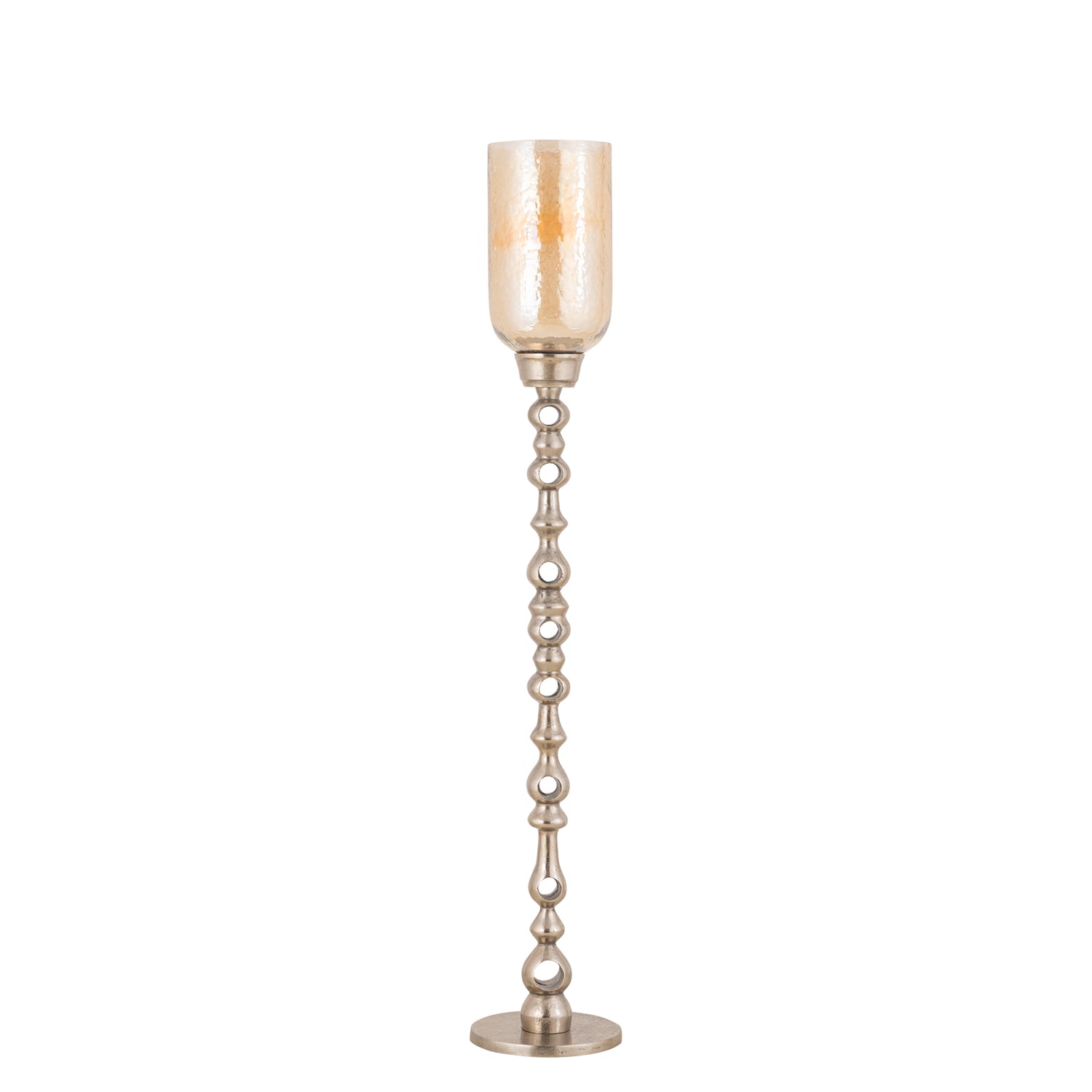 Windlicht Tracy Champagne van PTMD, tweede aanzicht van champagnekleurig aluminium met glas
