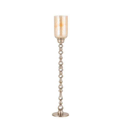 Windlicht Tracy Champagne van PTMD, tweede aanzicht van champagnekleurig aluminium met glas