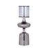 Windlicht Uvira Gunmetal Large van PTMD, aluminium met grijze gunmetal luster, op witte achtergrond
