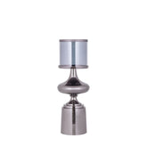 Windlicht Uvira Gunmetal Small van PTMD, aluminium met grijze gunmetal luster, op witte achtergrond