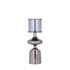 Windlicht Uvira Gunmetal Small van PTMD, aluminium met grijze gunmetal luster, op witte achtergrond